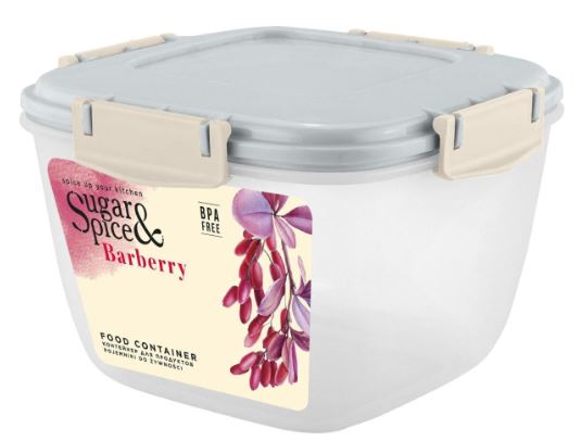 Контейнер для продуктов Sugar&Spice Barberry герметичный 1,35л квадратный трюфель